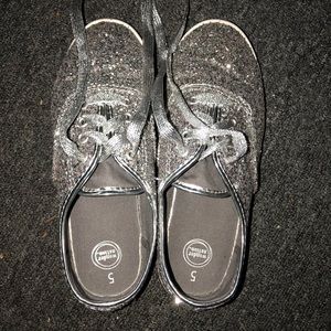 Girls Size 5 Silver Glitter Shoes